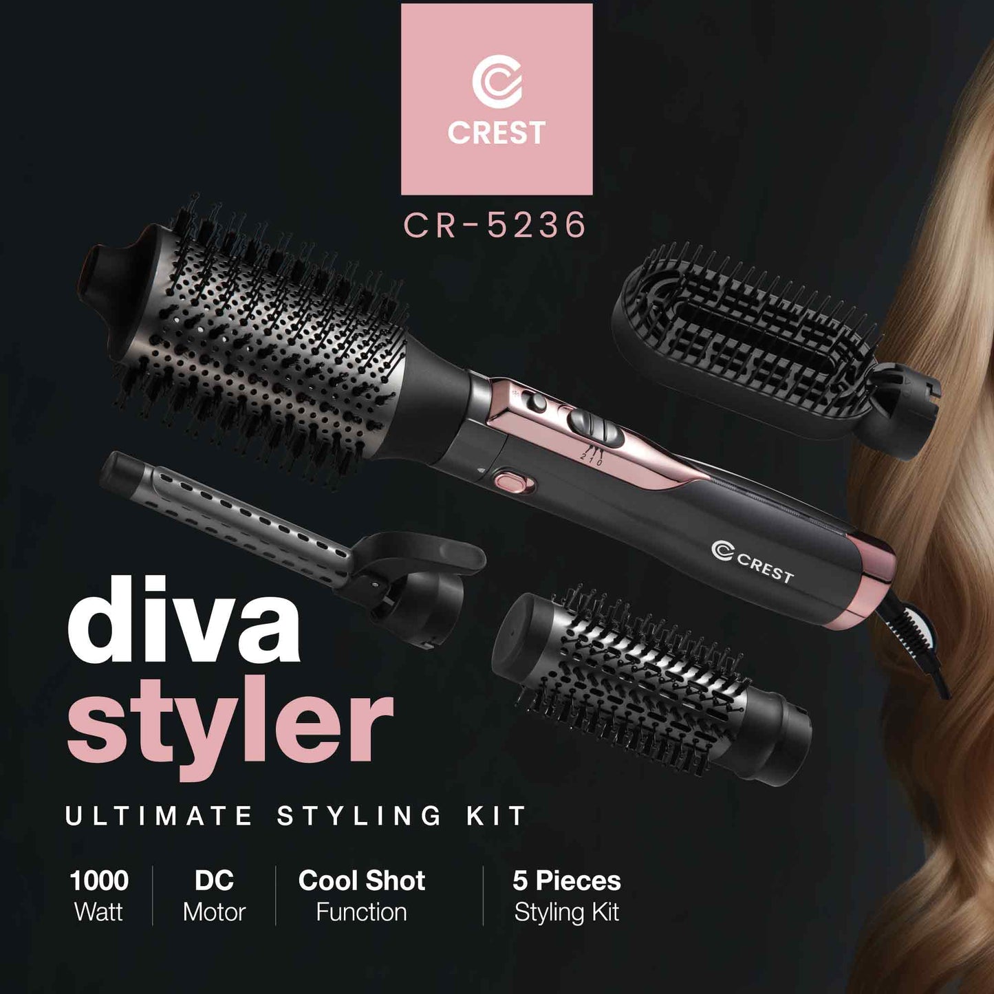 Diva Styler 5-Piece Hair Styling Kit | مجموعة ديفا ستايلر 5 قطع لتصفيف الشعر