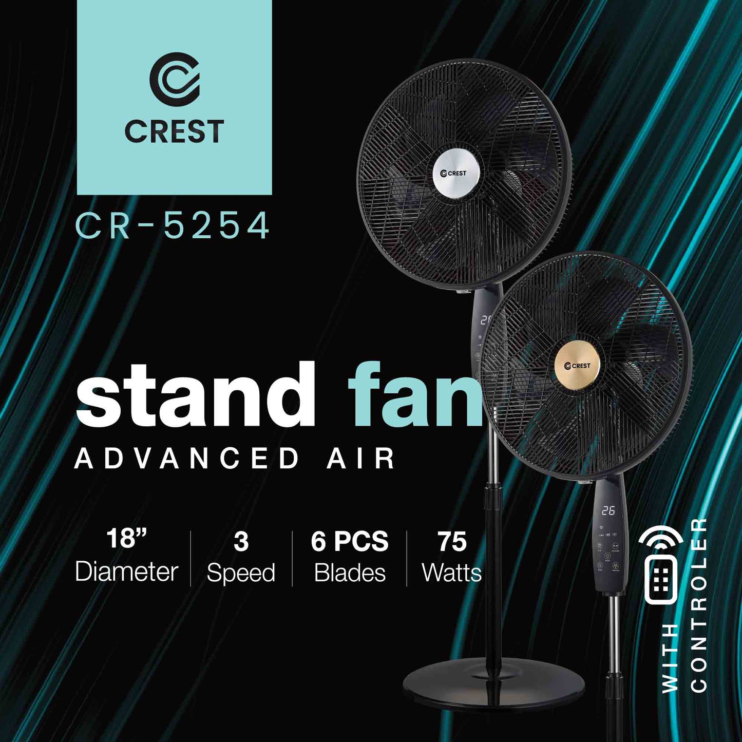 Smart Fan with Display & Remote Control | ‎مروحة مع شاشة ذكية وريموت تحكم